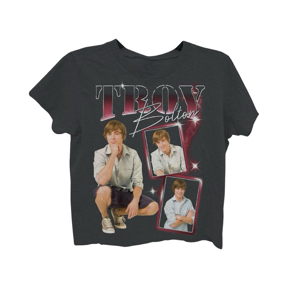 NWT High School Musical Troy Bolton Zac Efron Vintage Style Photo Crop Tee